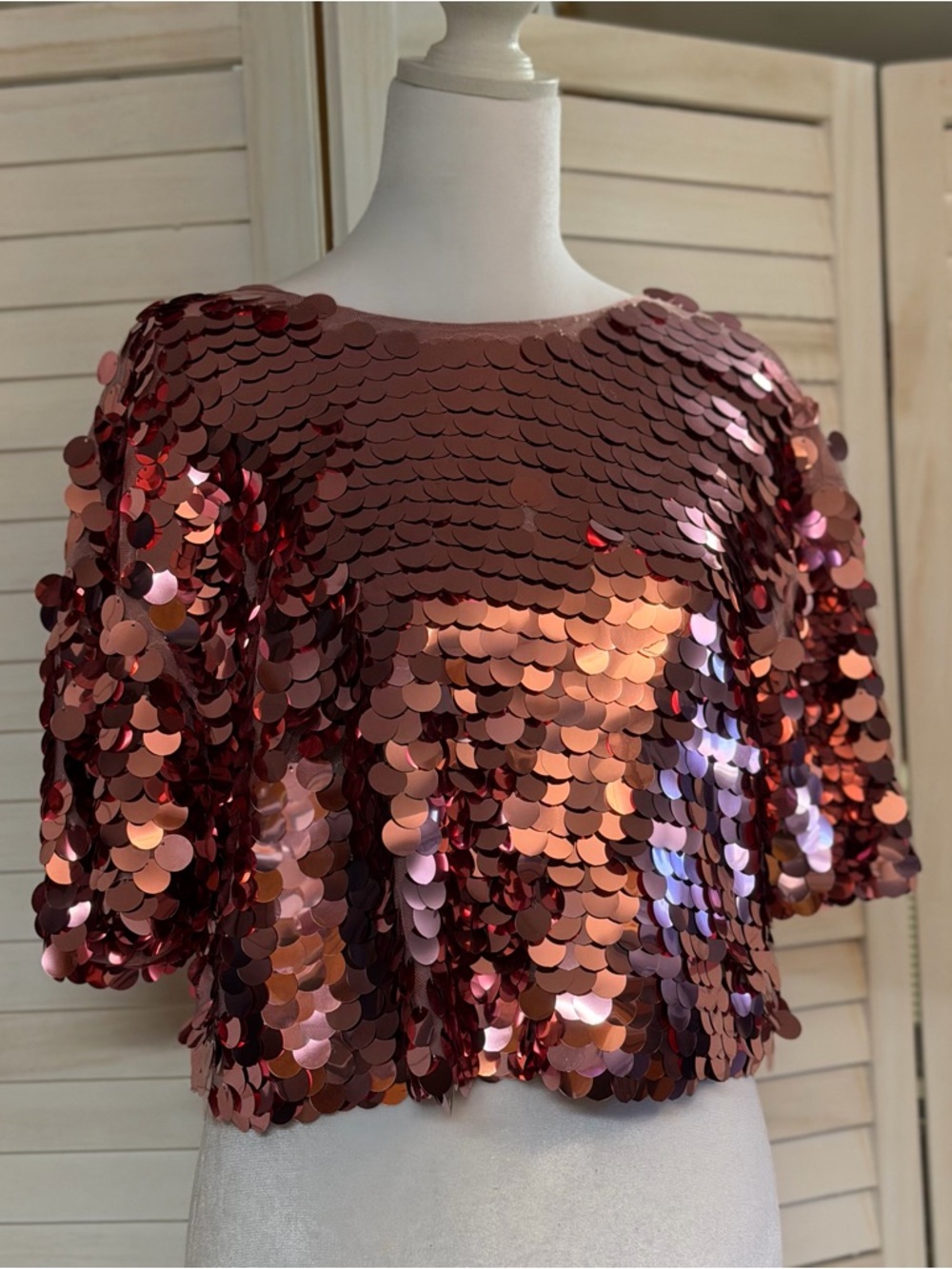 NWT Sequin crop top Sz Small Pink NEVER WORN